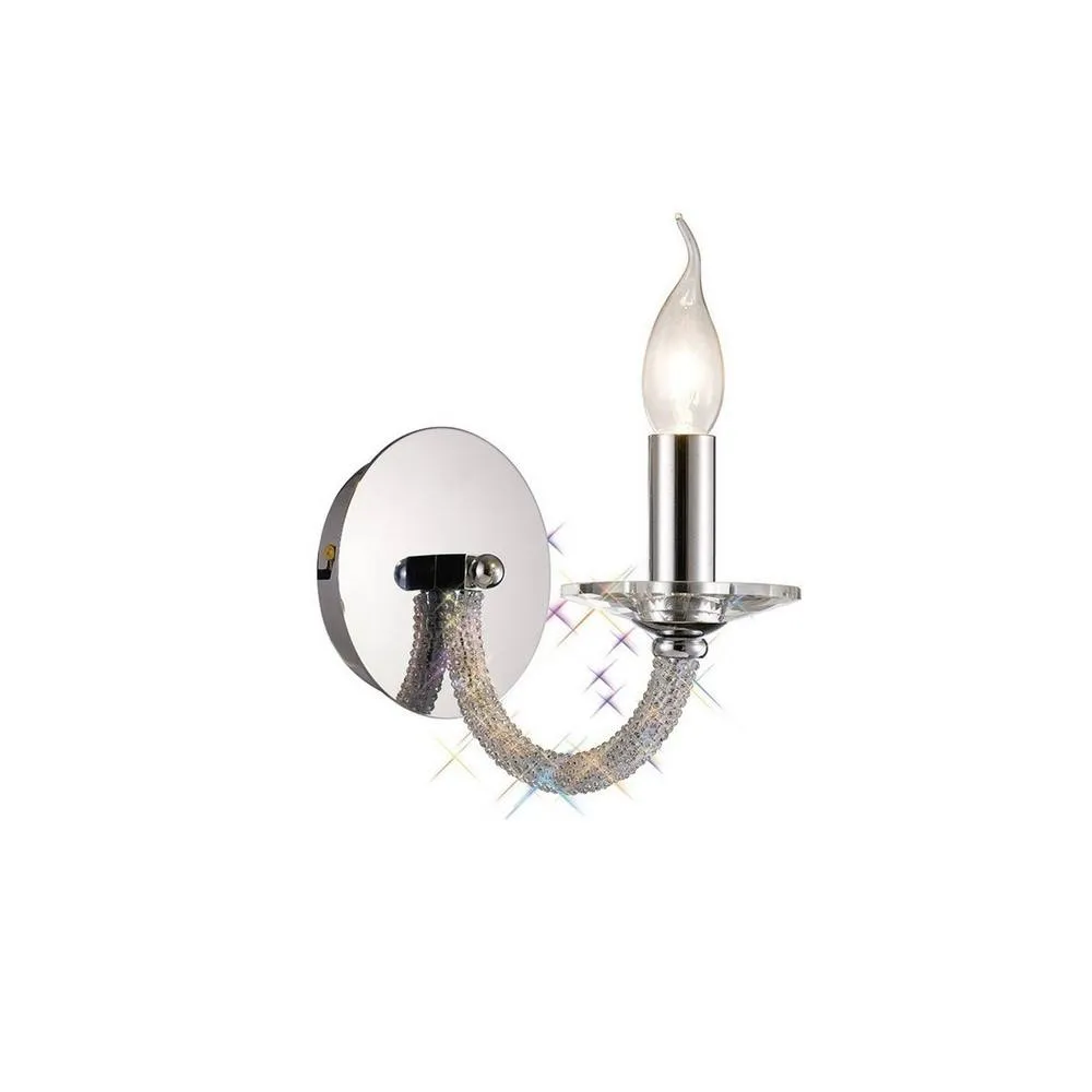 Netlighting Elena Wall Lamp Switched 1 Candle Light Polished Chrome Crystal in Grey