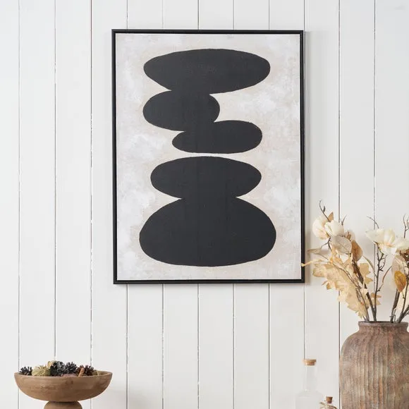 Black & Natural Stone Design Framed Canvas