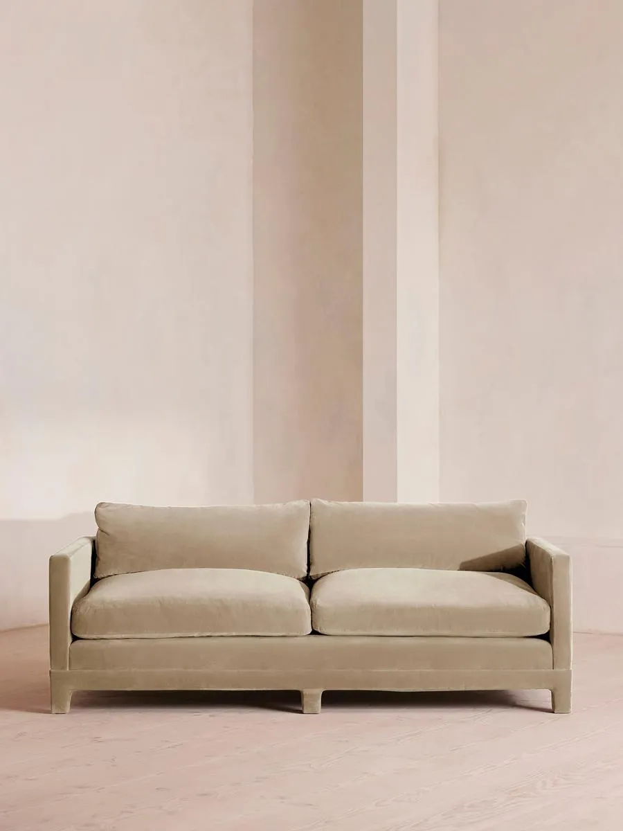 Ashford Three Seater Sofa, Velvet, Oyster