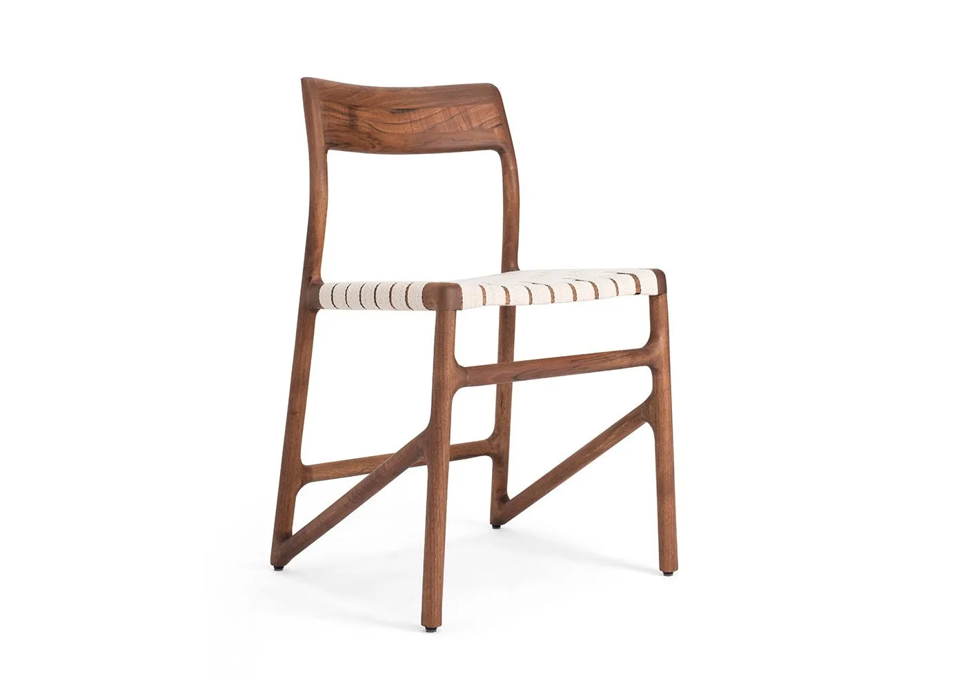 Gazzda Fawn Dining Chair Walnut & Natural Herringbone Weave 1