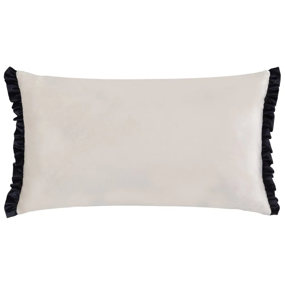 Wylder Tilly Velvet Frill Reversible Cushion in Off-White 2