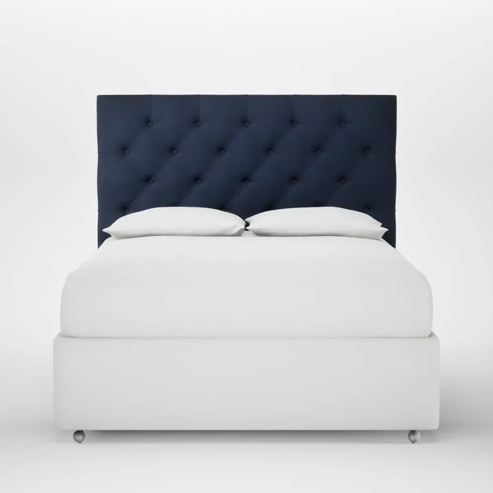 Heal's Balmoral Headboard King Smart Cotton Linen Indigo 2