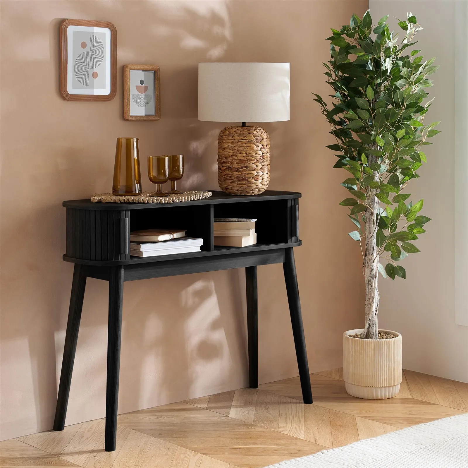 Birlea Fluted Console Table Axel in Black 2