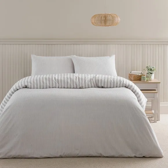 Durham Textured Stripe 100% Cotton Duvet Cover & Pillowcase Set 2