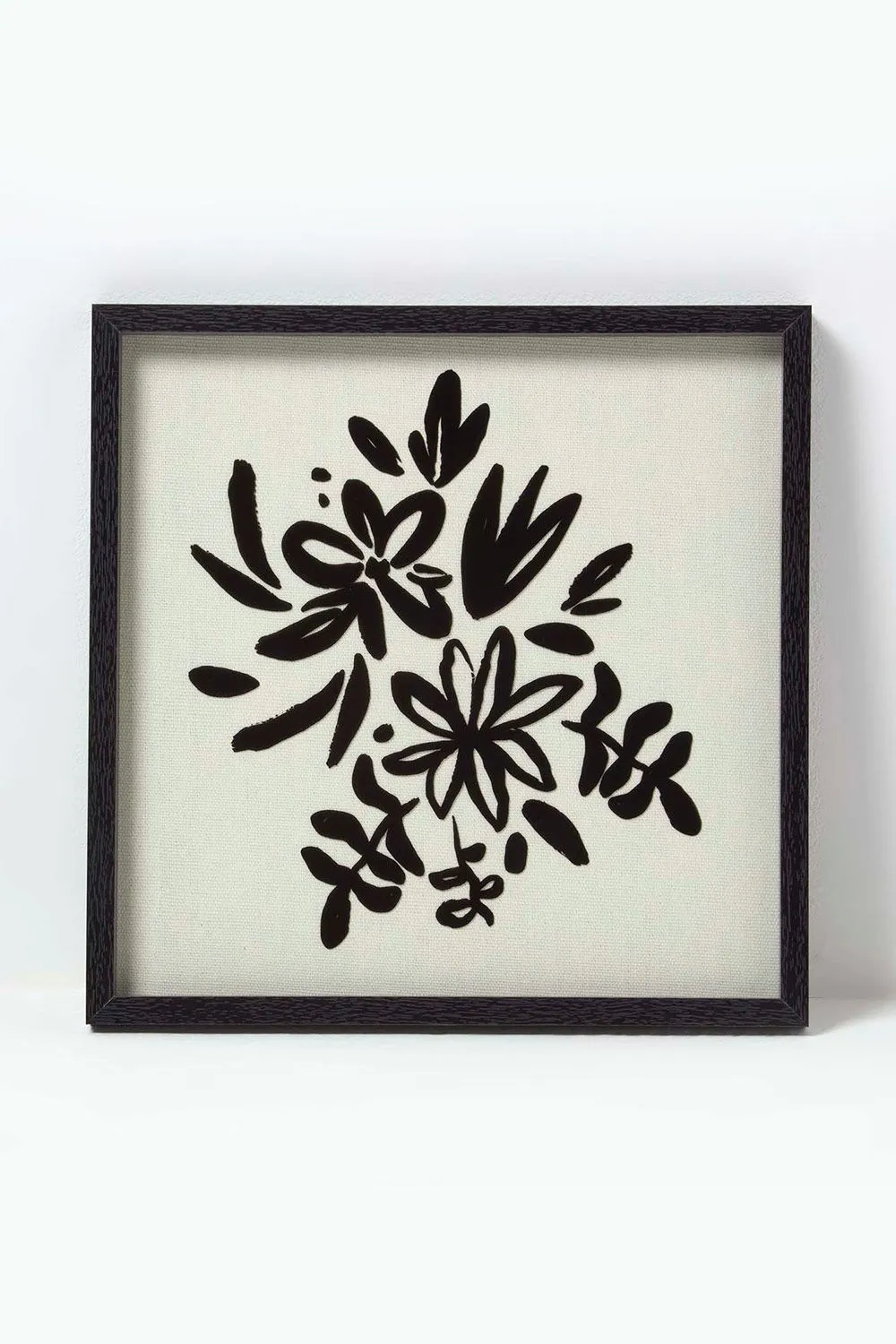 Homescapes Set of 2 Black Linen Flower Wall Art 3