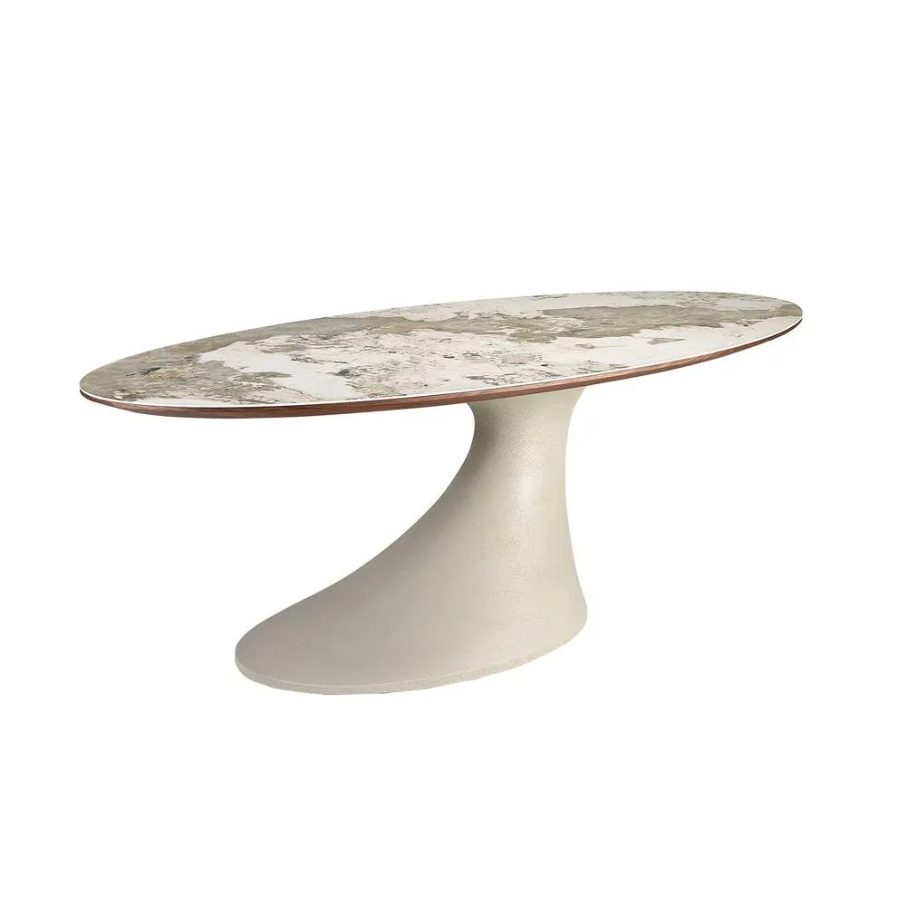 Angel Cerda Modern Oval Dining Table in White