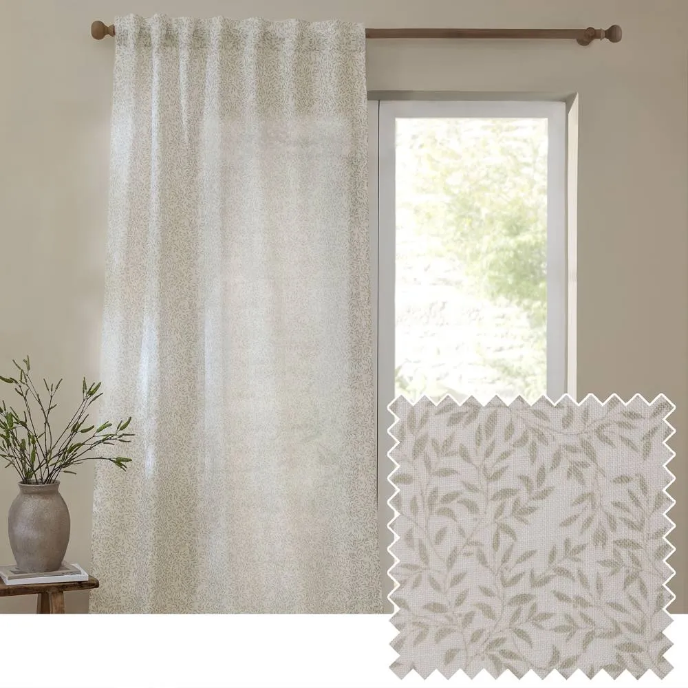 Yard Perrie Leaf Sheer Woven Tab Top Curtain Panel in Natural 1