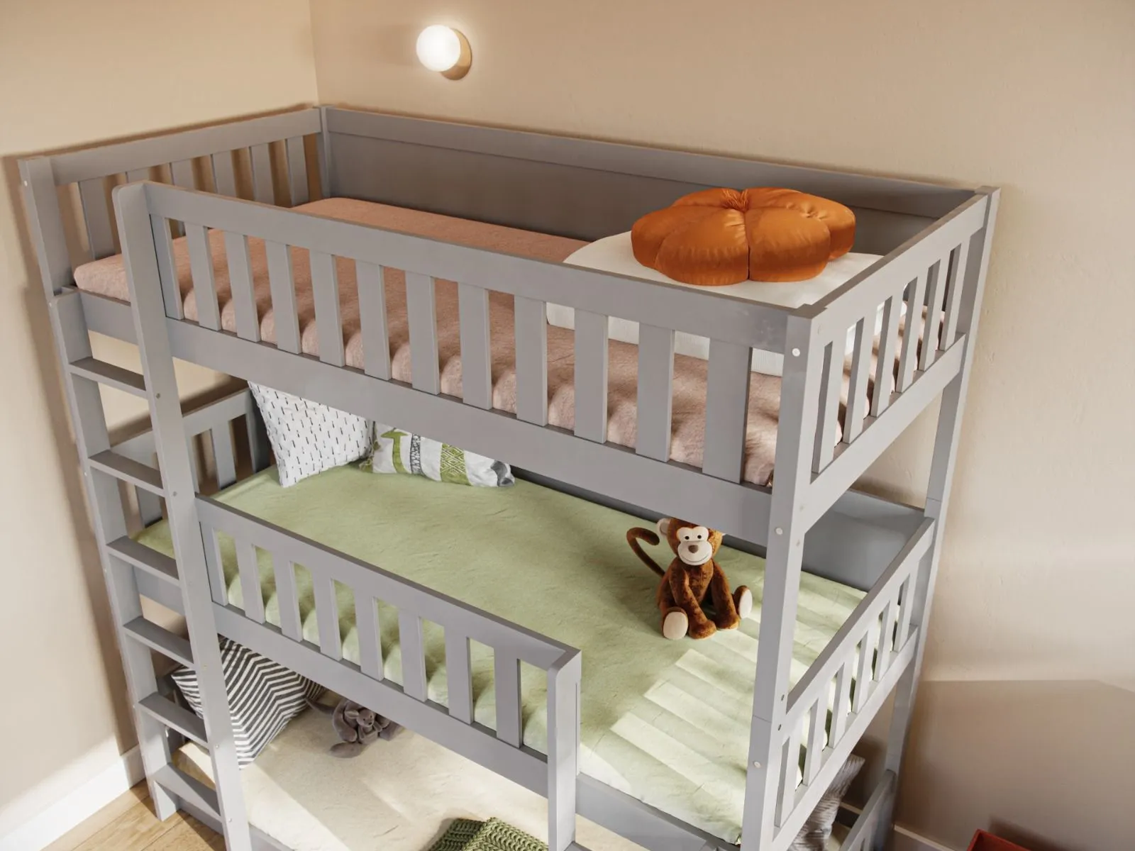 Flair Bea Triple High Bunk Bed in Grey 5