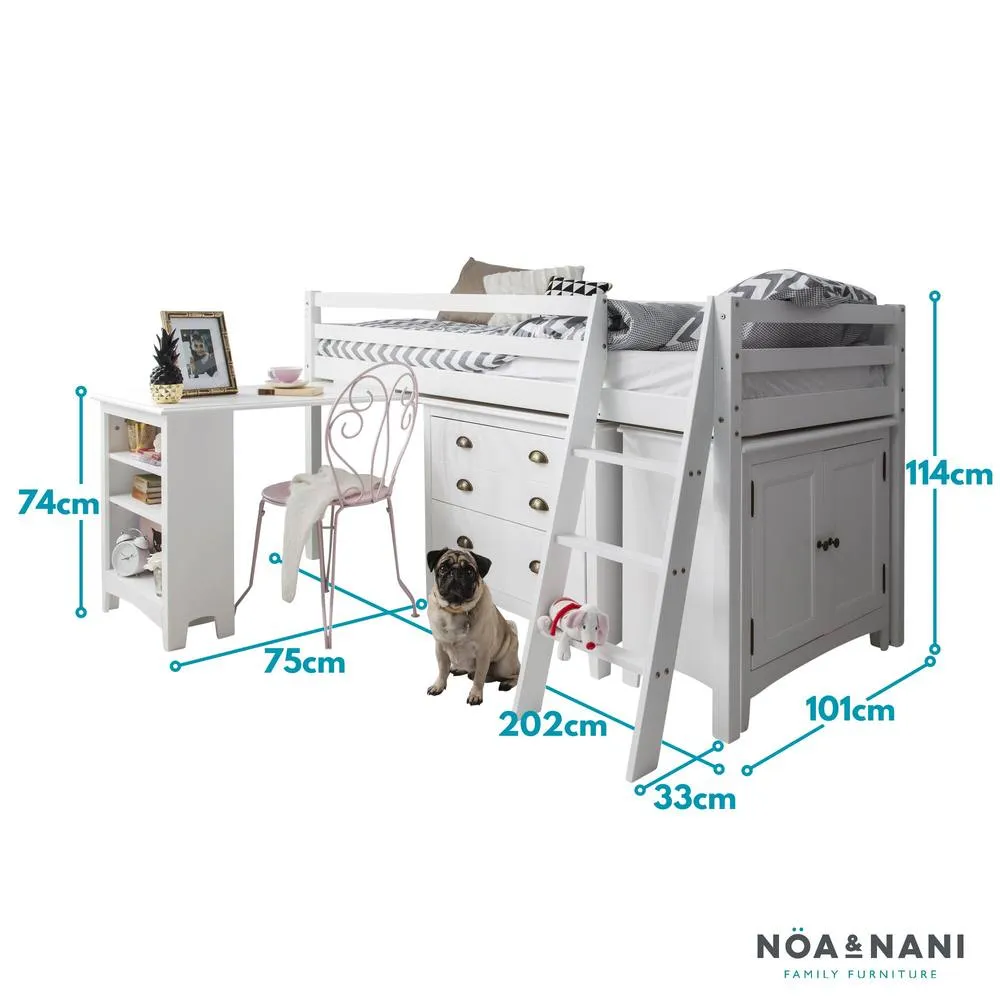 Nöa and Nani Moro Sleepstation with Chest of Drawers, Cabinet & Desk in White 6