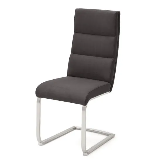 Hiulia Leather Cantilever Dining Chair In Anthracite
