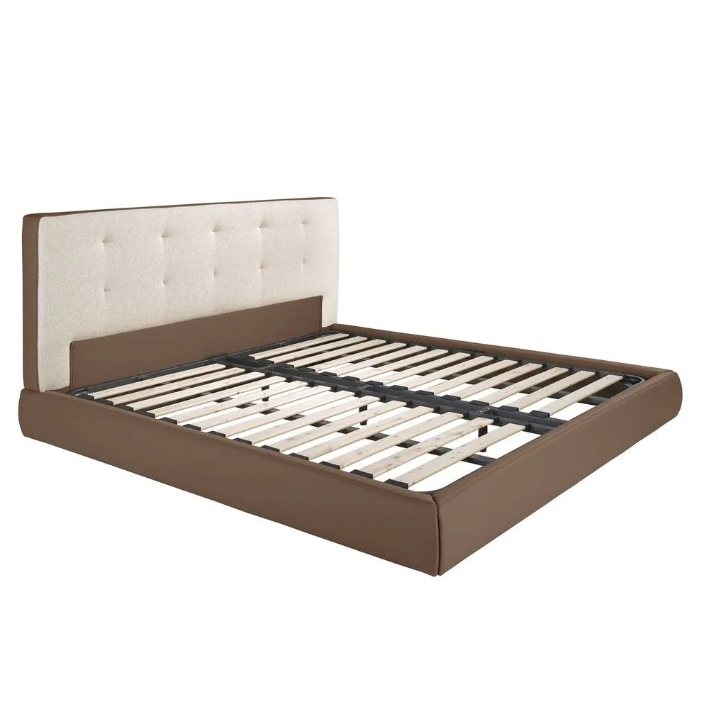 Angel Cerda Double Bed 180x200 cm Off-white Fabric Headboard