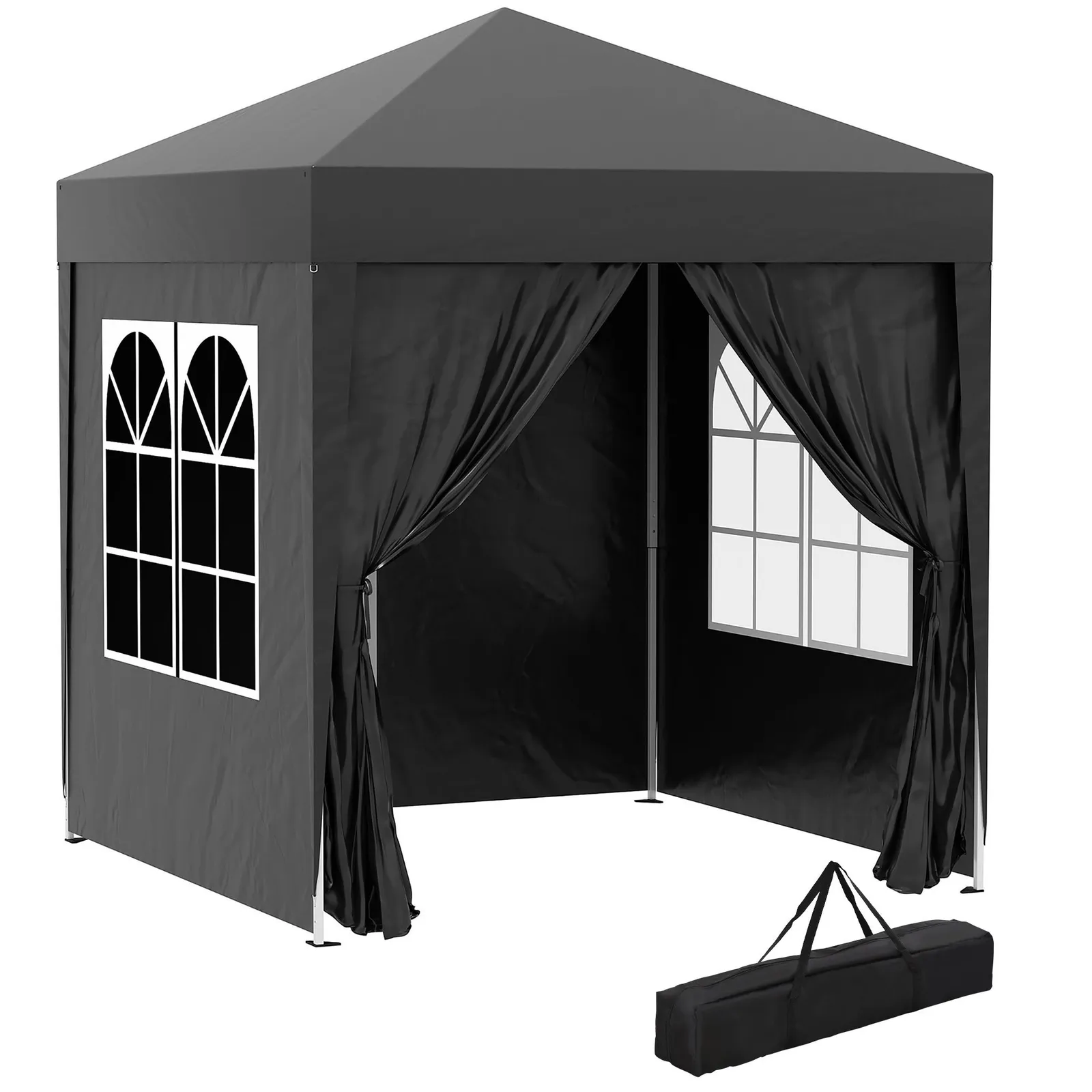OUTSUNNY 2mx2m Pop Up Gazebo Party Tent Canopy Marquee with Storage Bag in Black 2