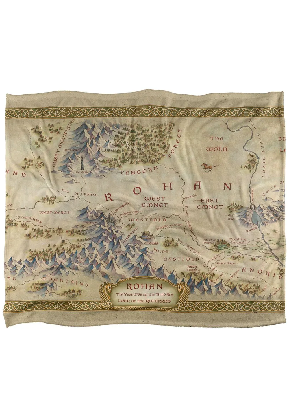Lord of the Rings War of The Rohirrim Map Silky Touch Super Soft Throw Blanket 152 X 127 cm in White
