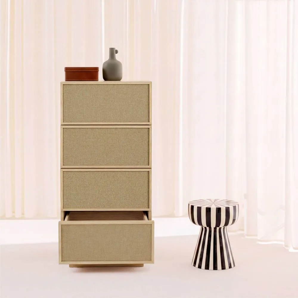 sweeek Tallboy chest of 4 drawers wood decor & fabric in Beige 4