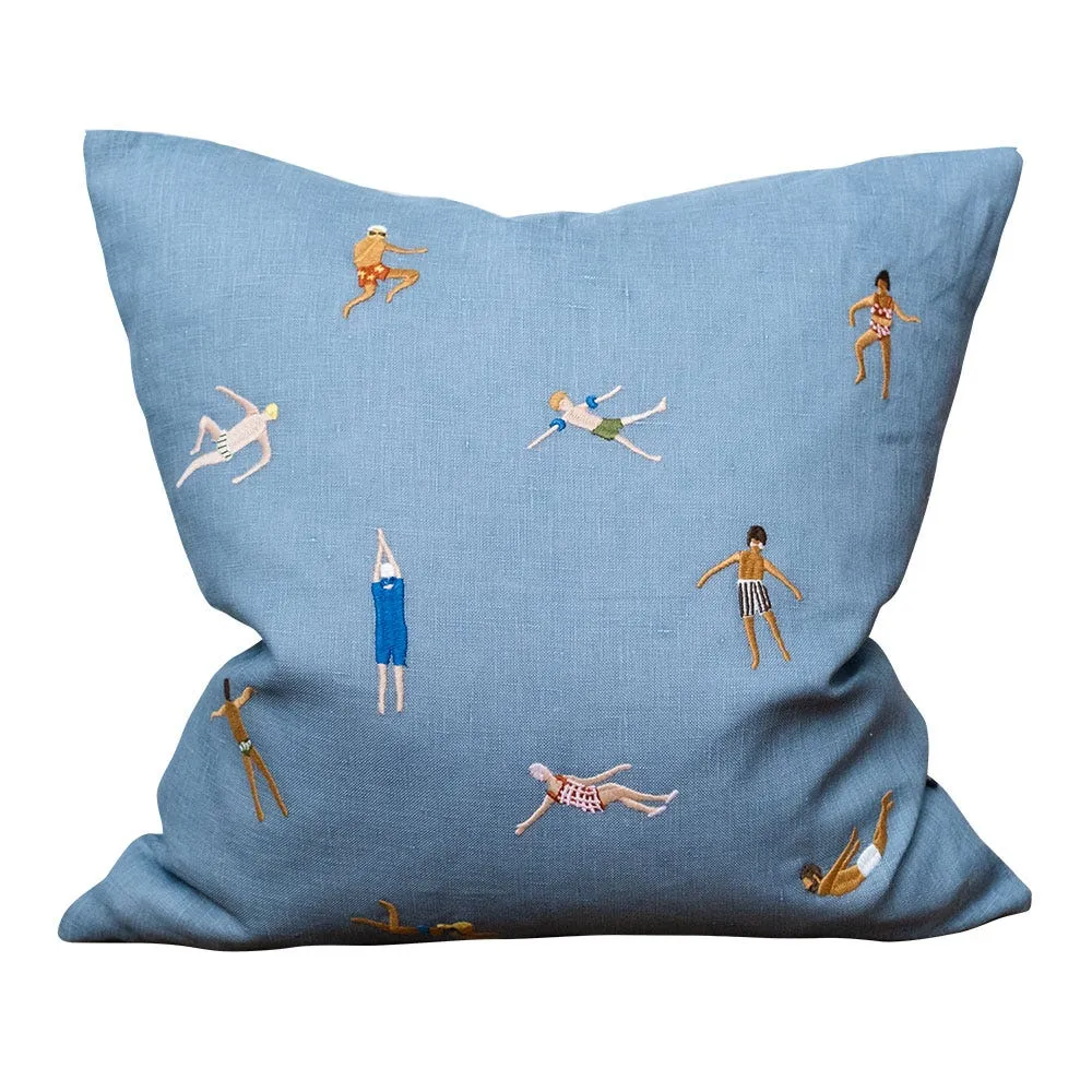 Fine Little Day Swimmers Embroidered Cushion 45 x 45cm 2