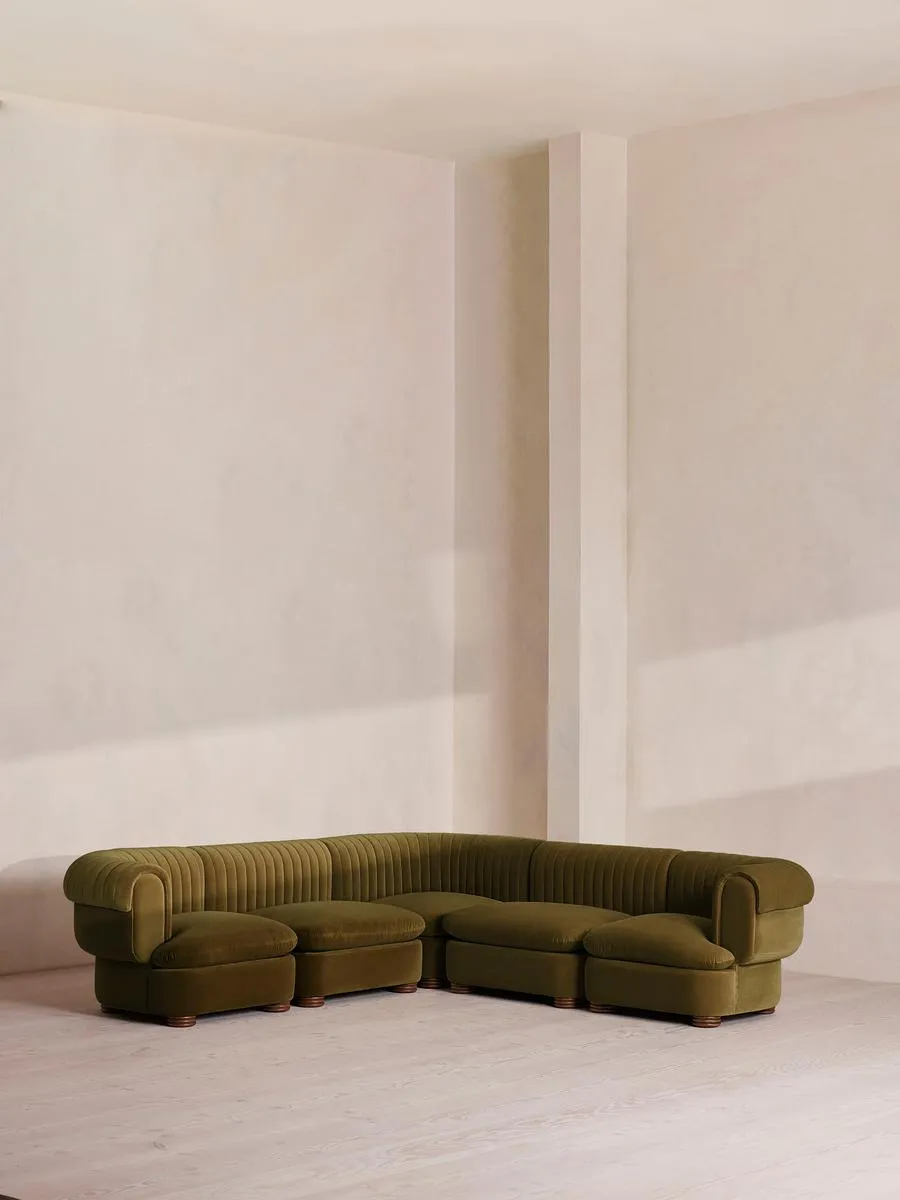 Rava Modular Sofa, Corner Sofa, Velvet, Olive