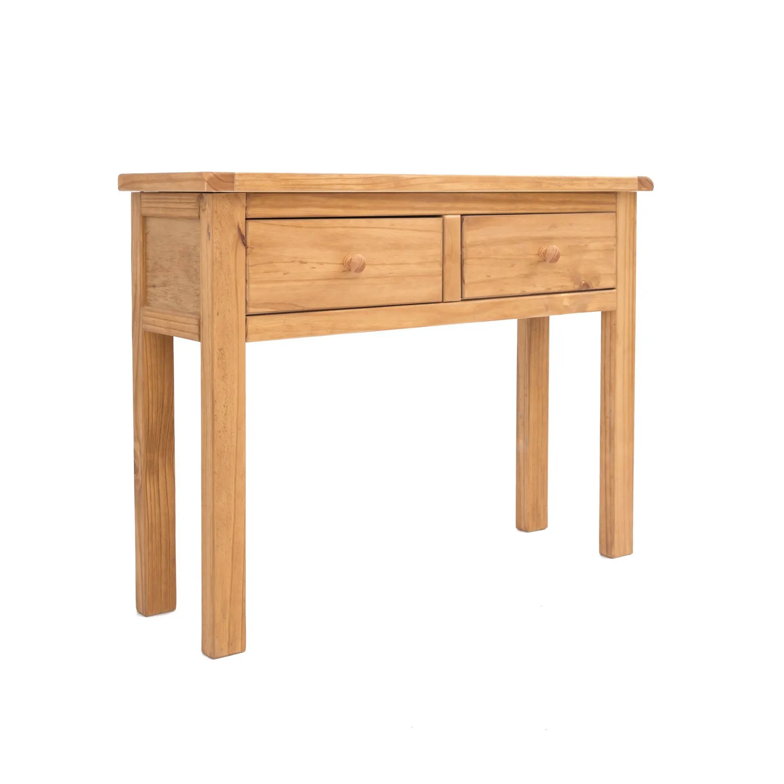 Cabinet Bits Lugo Waxed 2 Drawer Console Table Wood Knob in Light Brown 2