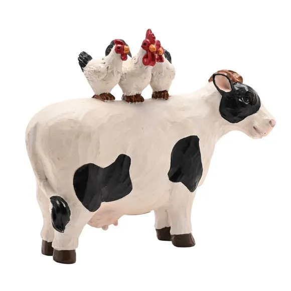 Country Living Chicken and Cow Standing Resin Ornament 2