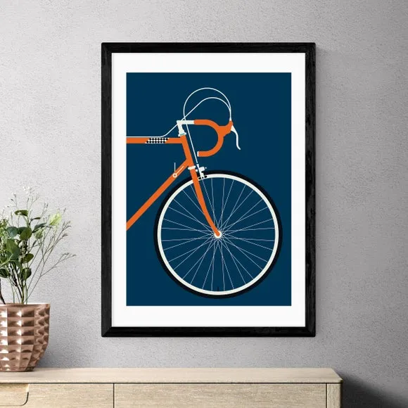 East End Prints Orange Coloured Race Bike Print by Bo Lundberg 1