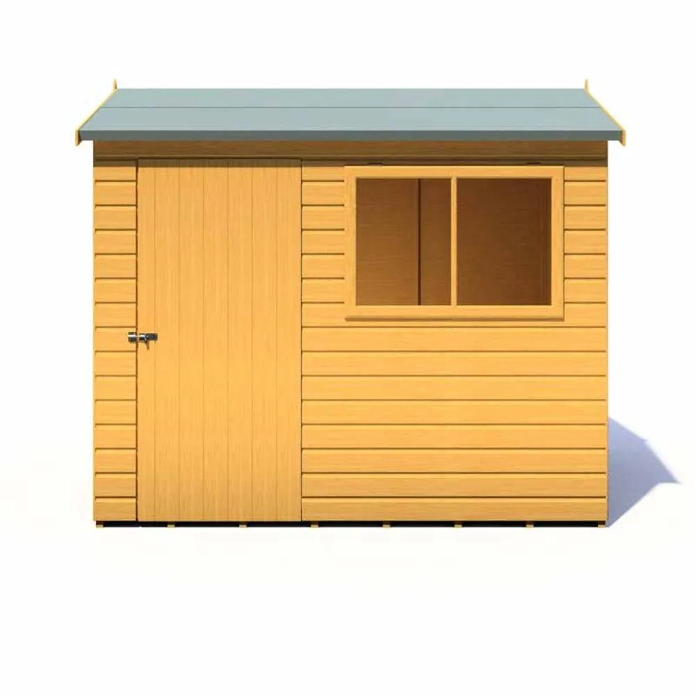 Shires Lewis 8 x 6 Feet Single Door Reverse Apex Style D Shed in Brown