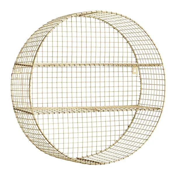 Circular Wire Wall Shelf  Brass