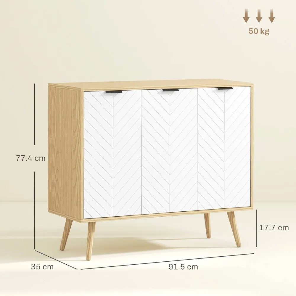 HOMCOM Modern Sideboard, Storage Cabinet, Accent Cupboard for Kitchen, White 3