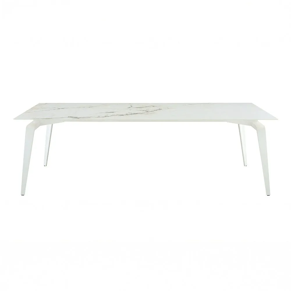 Ligne Roset Odessa Rectangular Dining Table White Marble Effect White Legs 180 x 98cm 2