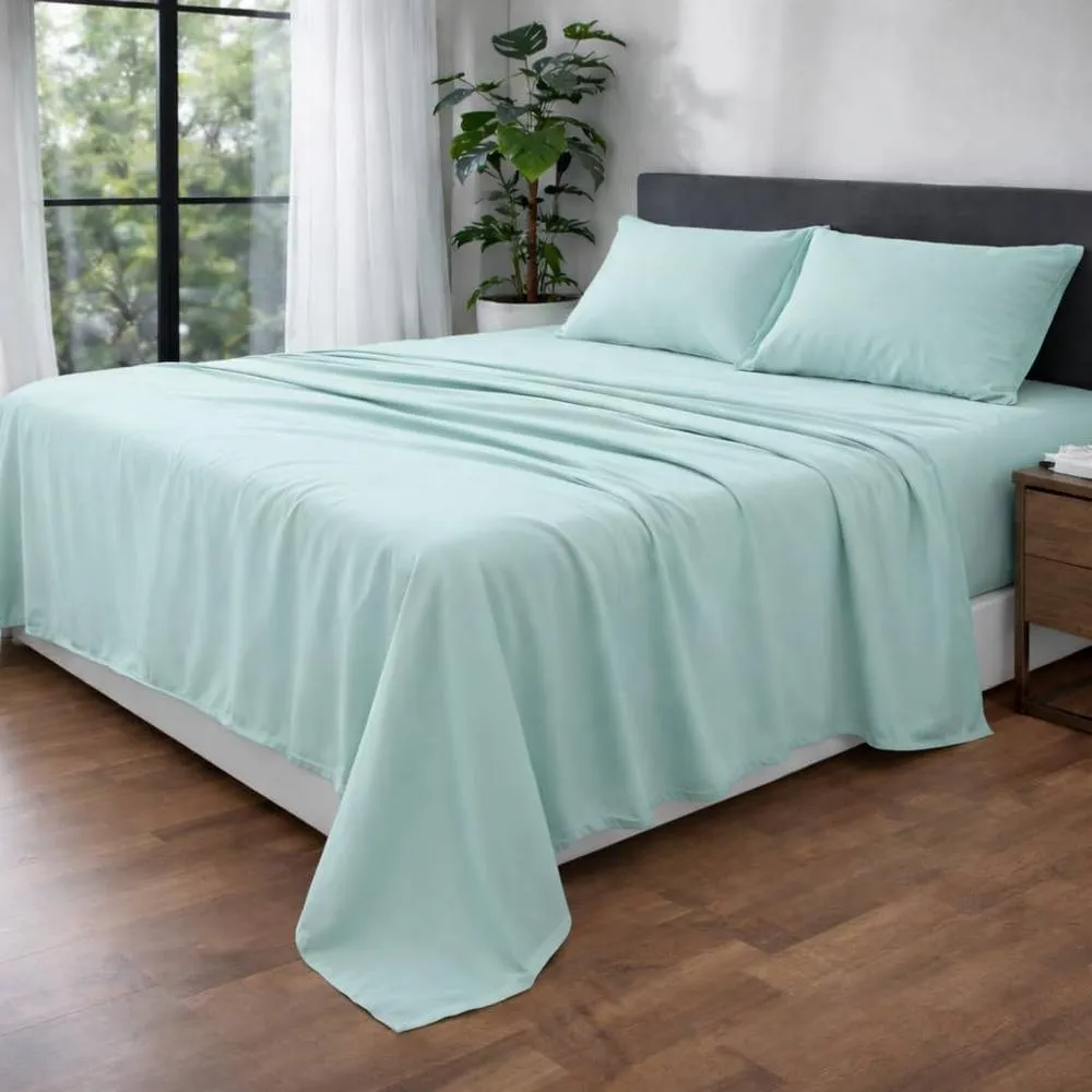 Homes-Linen Ultra Soft Microfibre Flat Sheet Breathable Wrinkle & Fade Resistant in Duck Egg Blue