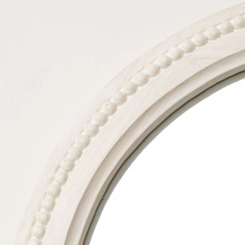 Melody Maison Round Distressed White Washed Wooden Wall Mirror - 50cm X 50cm 2