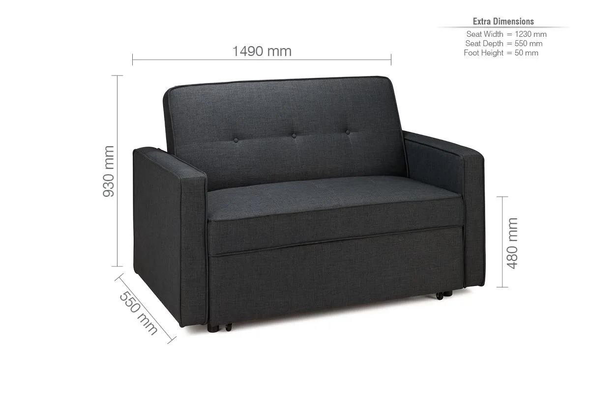 Birlea Fabric Sofa Bed Otto 2 Seater Settee Contemporary in Grey 6