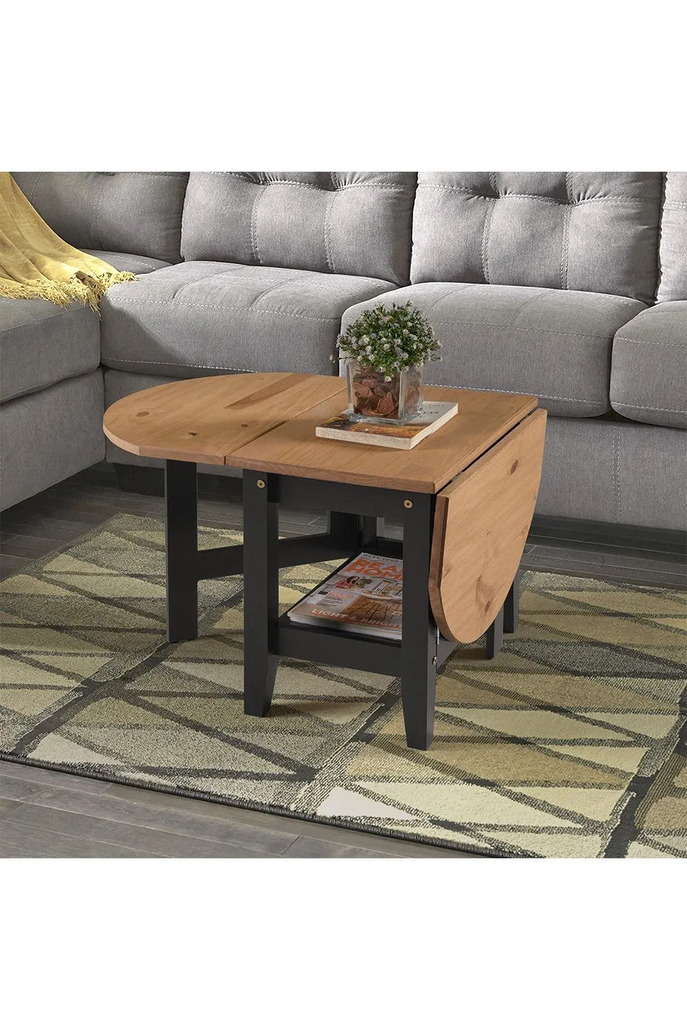 Seconique Santos Drop Leaf Coffee Table in Black