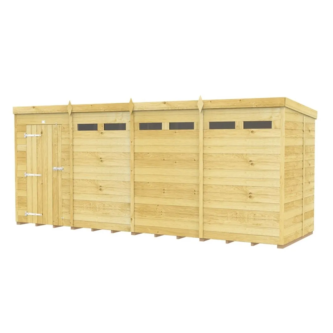 Buttercup Farm 16 x 5 Feet Pent Security Shed - Single Door - L147 x W474 x H201 cm in Brown