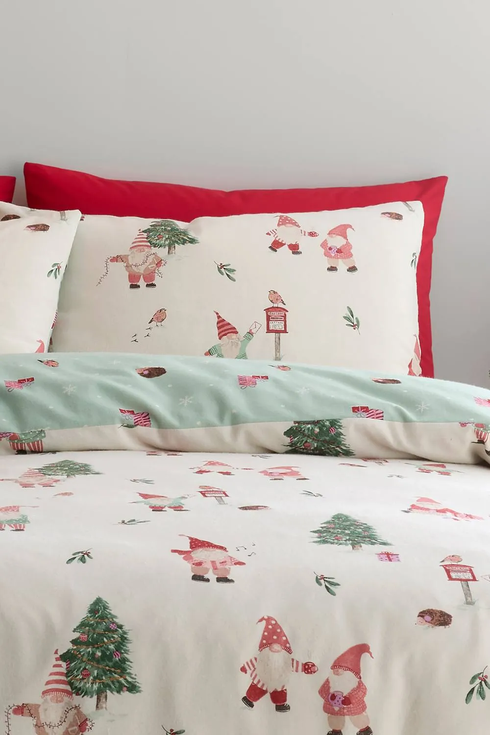 Fusion 'Christmas Gonks' Brushed Cotton Festive Duvet Cover Set in Natural 2