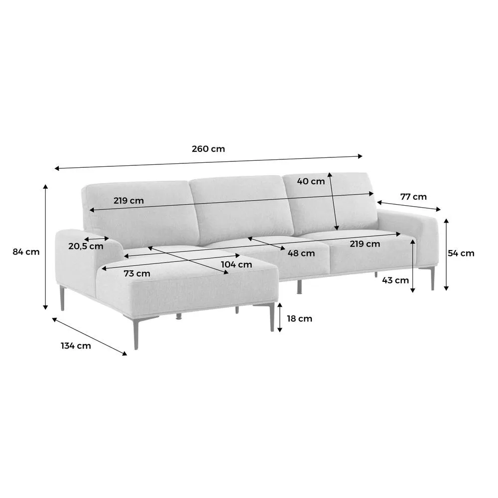 sweeek 3-seater Corner Sofa Left-hand In Fabric & Metal in Light Grey 5
