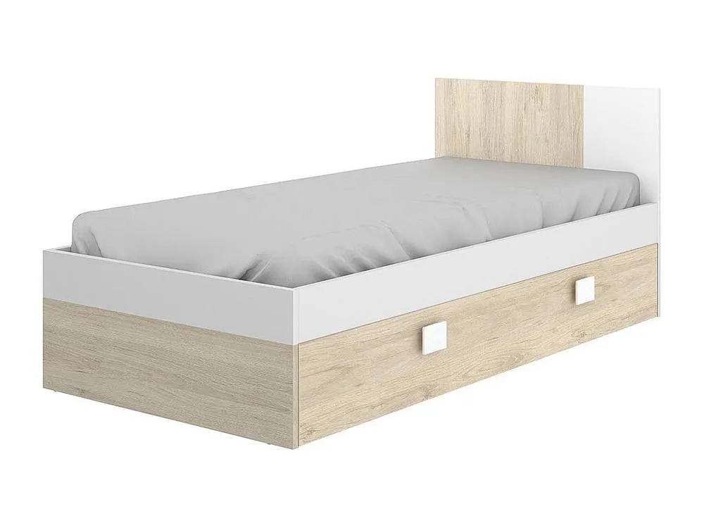 Vente-unique Trundle Bed 2 X 90 X 190 Cm - Natural & White - SONIA in Light Oak