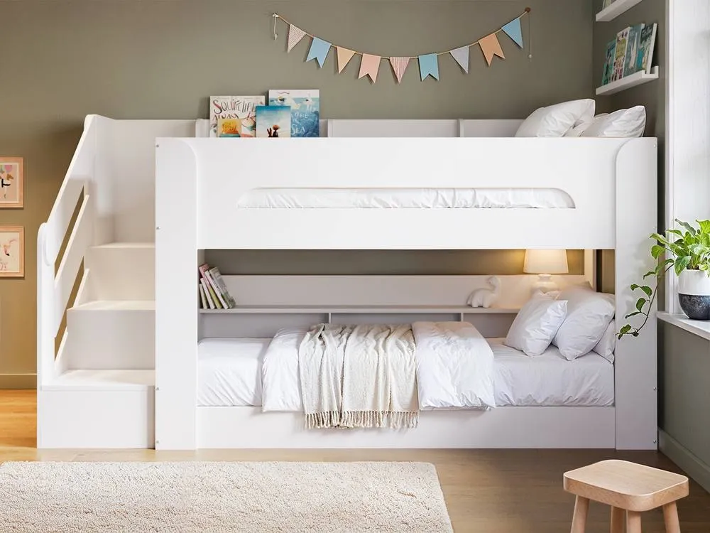 Flair Zeno Staircase Low Bunk with Storage in White 2