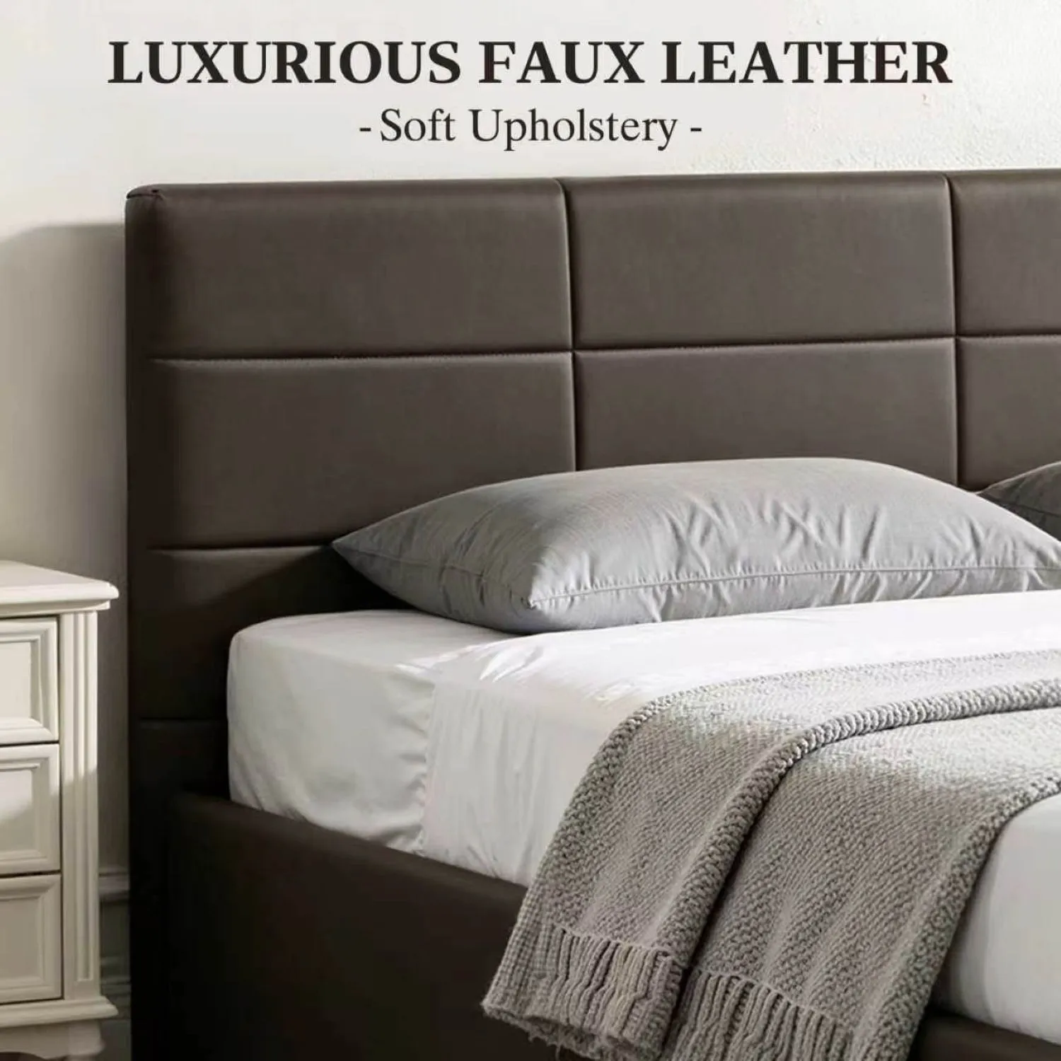 Comfy Living Ltd PU Faux Leather Gas Lift Ottoman Bedframe in Dark Brown 5