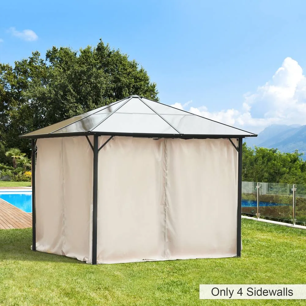 OUTSUNNY Universal Gazebo Replacement Sidewall Set w/ 4 Panels in Beige 1