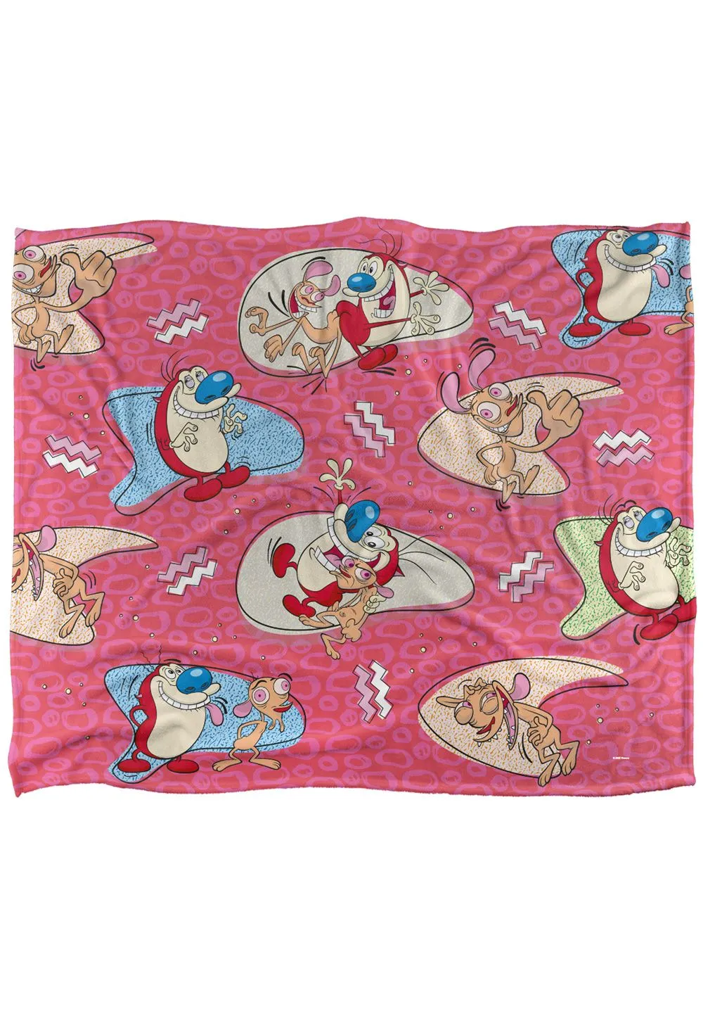 Ren & Stimpy Pattern Silky Touch Super Soft Throw Blanket 152 X 127 cm in White