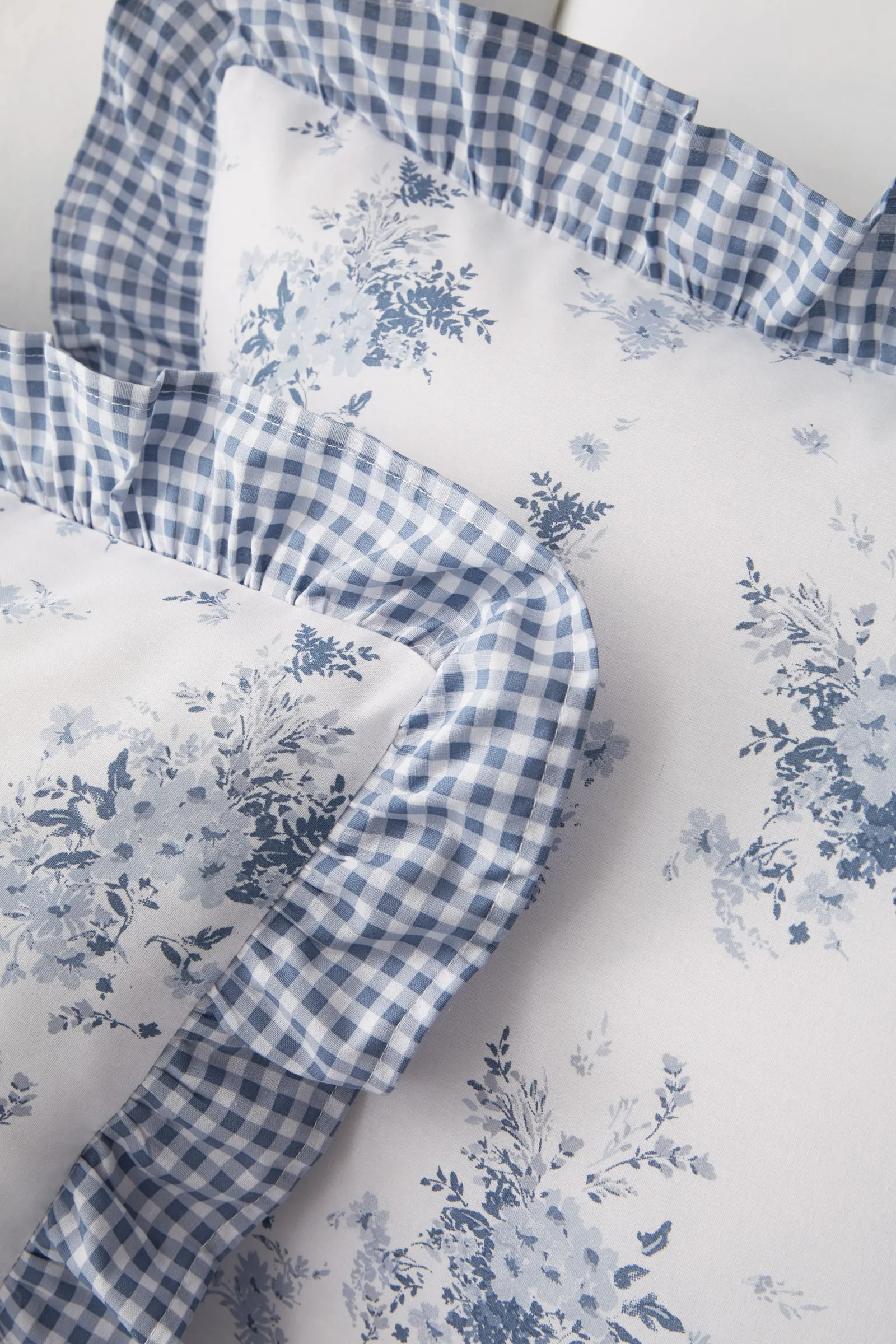 Catherine Lansfield 'Lucie Floral Frill' Reversible Duvet Cover Set in Blue 3
