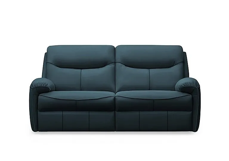 Amesbury Leather 3 Seater Power Recliner Sofa with Power Headrest, Power Lumbar and Heated Seats - Cambridge Navy