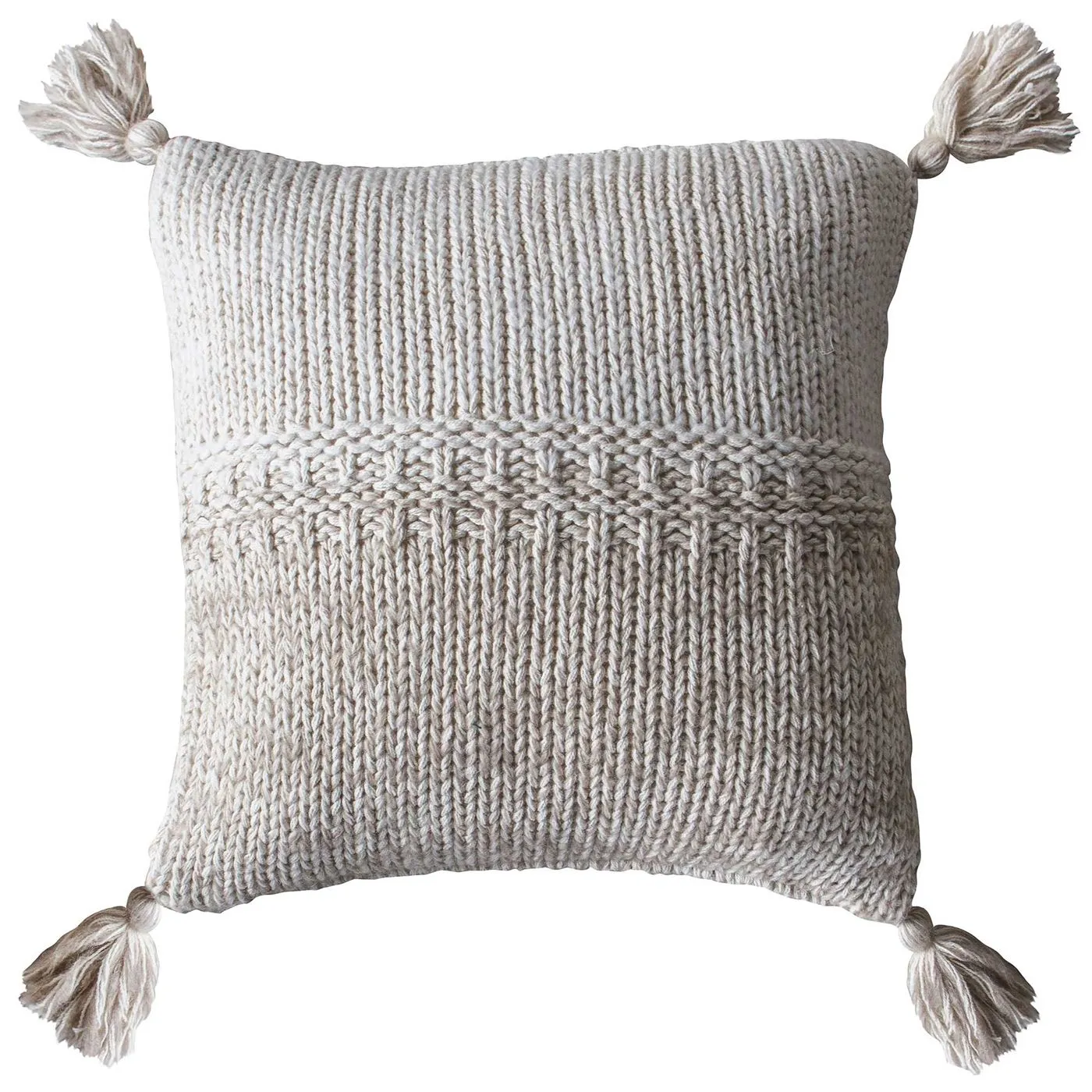 Knitted Tassel Cushion Cream