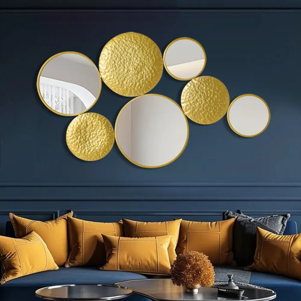 1200mm Gold Wall Decorative Mirror Set Creative Round Mirror Wall Hanging Decoration