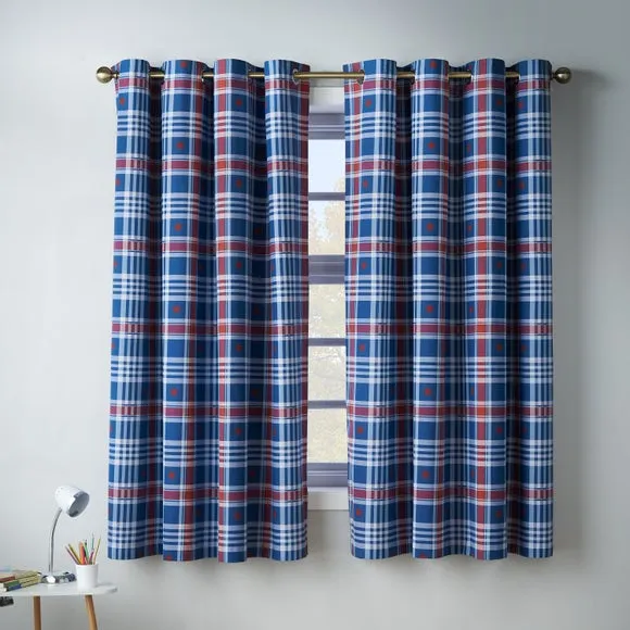 Catherine Lansfield Stars and Check Eyelet Curtains