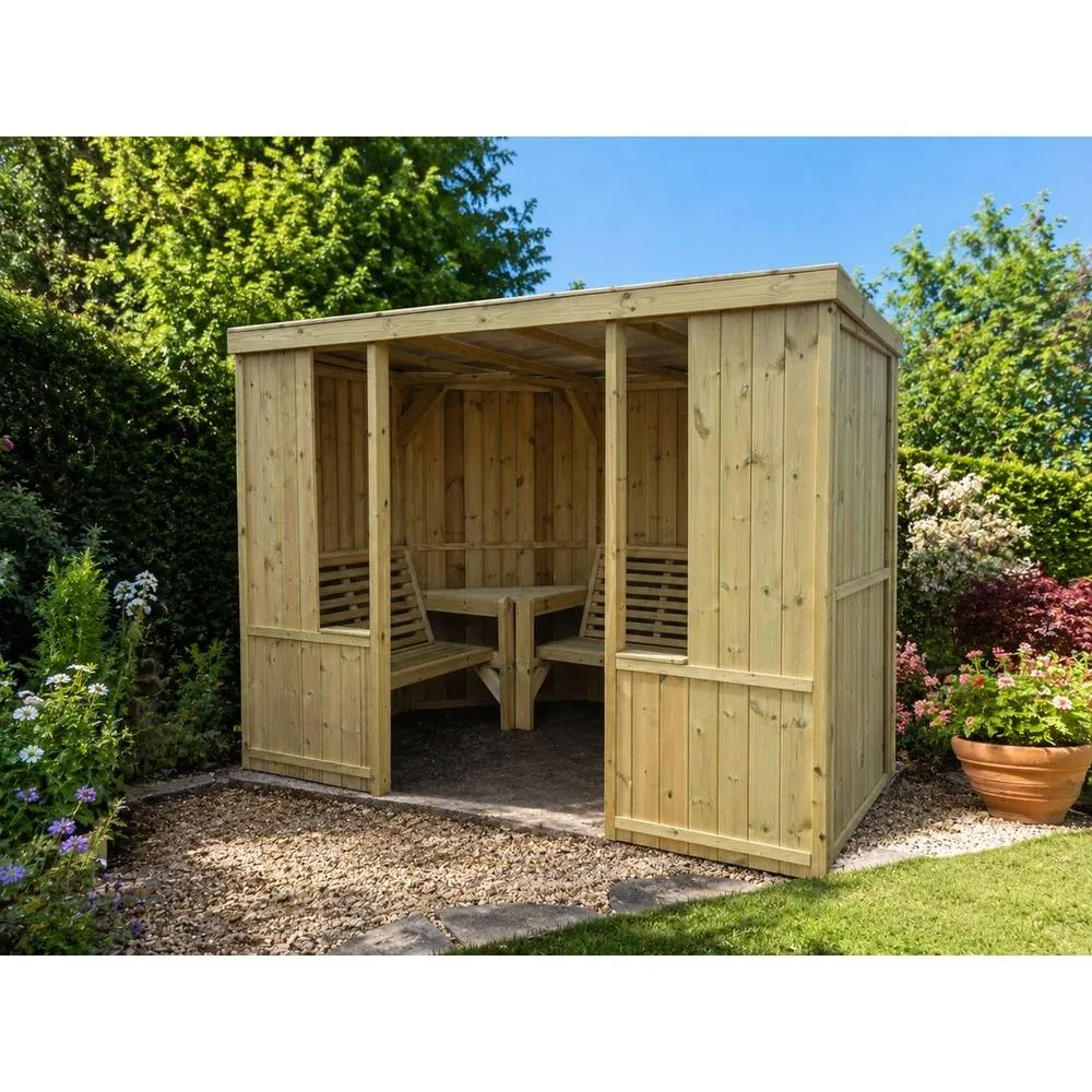 Churnet Valley Garden Furniture Ltd Riviera Enclosed Garden Room 6 Seater - L210xW290xH205 cm - Assembled in Brown 4