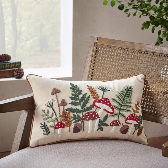 Catherine Lansfield Woodland Embroidered Rectangular Cushion