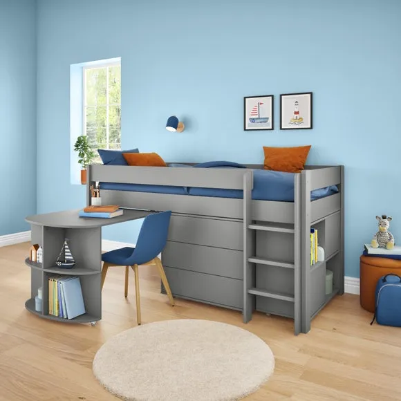 Uno Midsleeper With Pull Out Desk Chest of Drawers and Cube Unit Pine 3