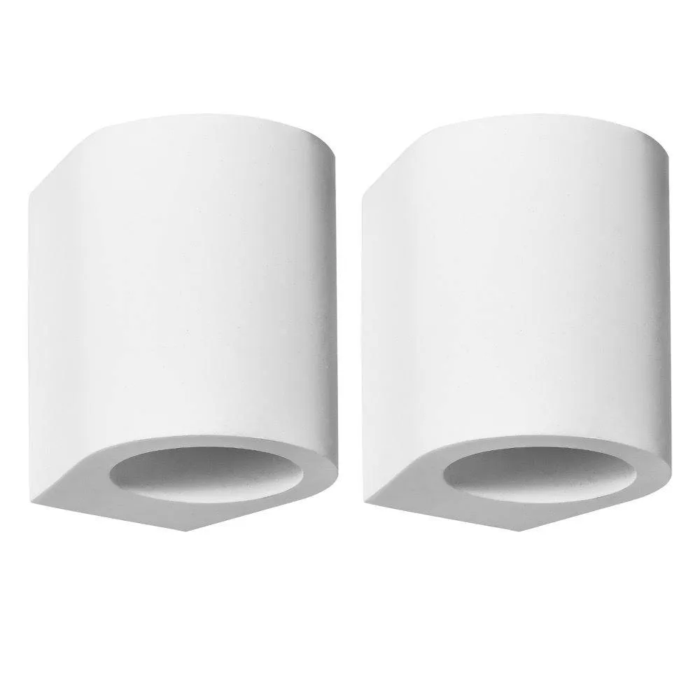 First Choice Lighting Set of 2 Mural - White Plaster G9 Wall Lights