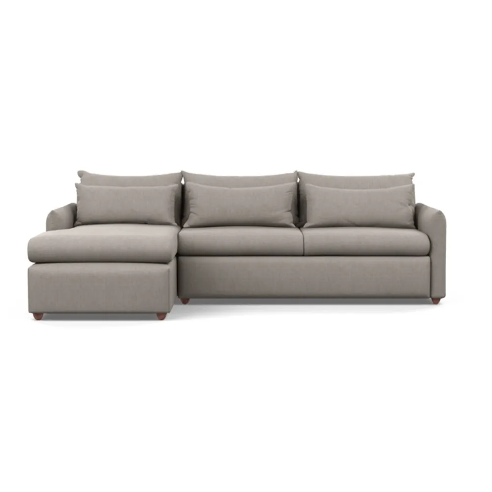 Heal's Pillow Large Left Hand Corner Chaise Broad Weave Pebble Chestnut Stain