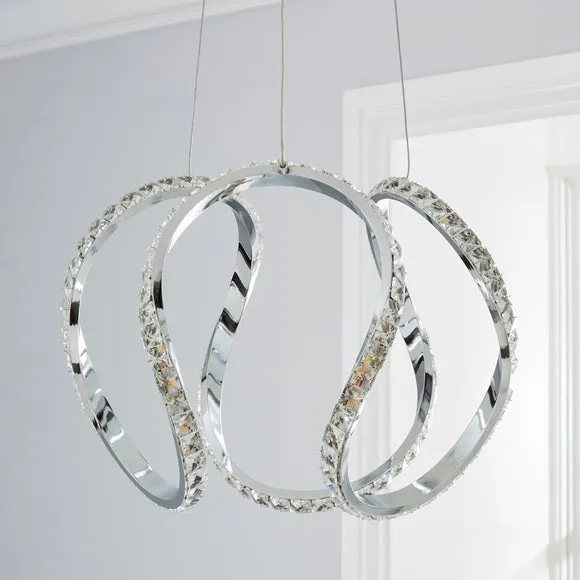Marsia Integrated LED Swirl Jewel Chrome Semi Flush Ceiling Light 2